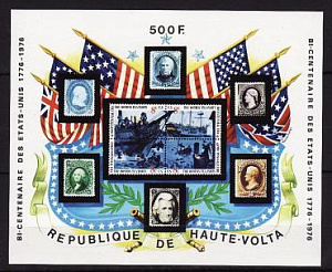 Верхняя Вольта, 1975, 200 лет США, блок